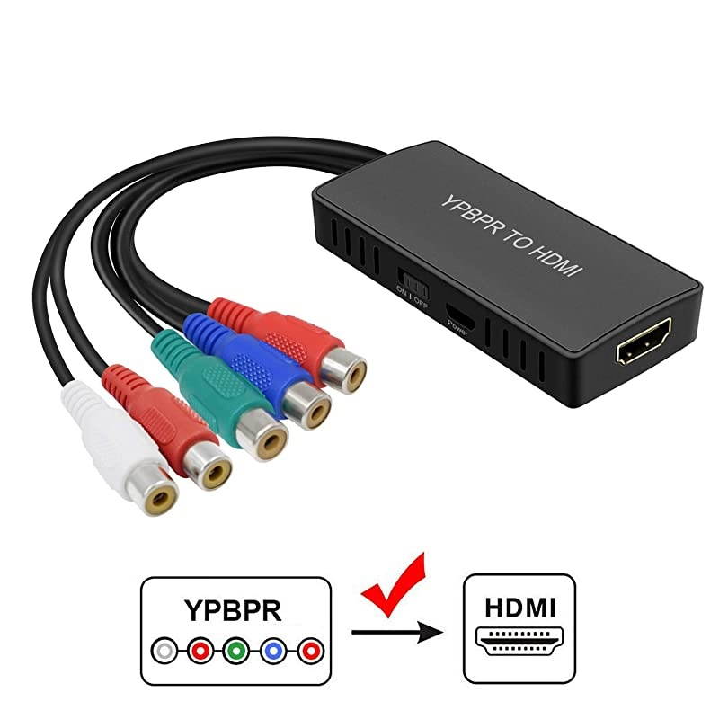 to HDMI Converter YPbPr to HDMI Converter Support 480i 720P 1080P for HD TV DVD Player Bluray Player Wii PS2PS3 Xbox 360 Original Xboxand More 5RCA to HDMI Converter