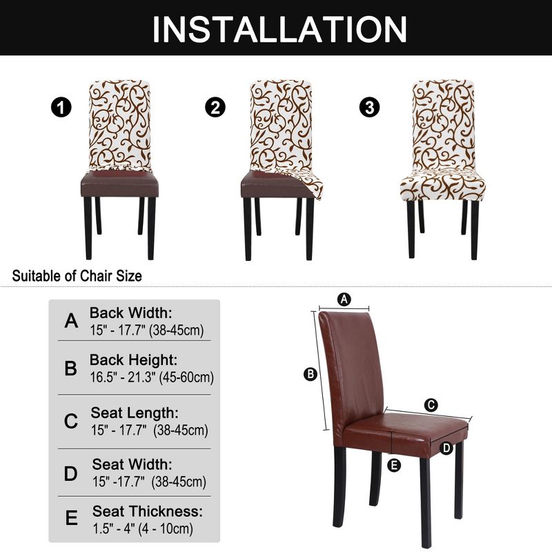 1 Pc Polyester Spandex Stretch Stool Dining Chair Slipcovers White and Coffee Color  - PiccoCasa