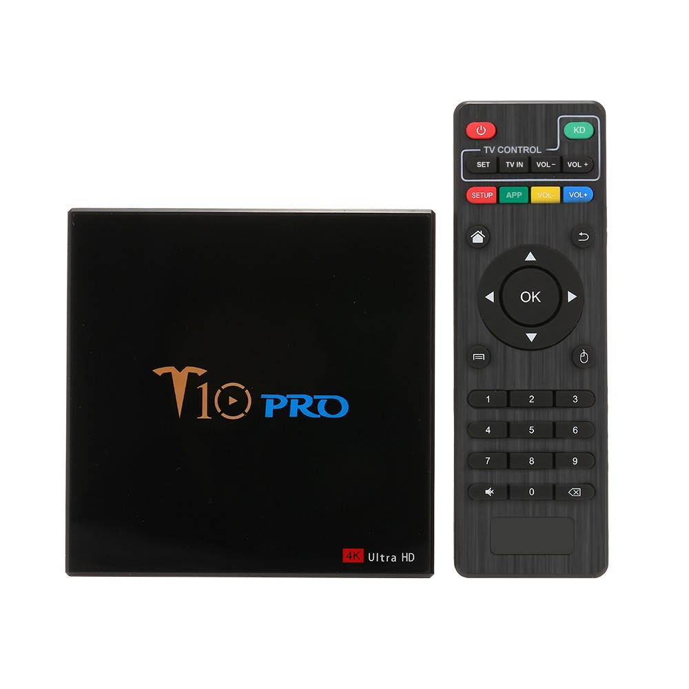 T10 PRO Smart Android 8.1 TV Box Cortex-A53 S905X2 Quad-core UHD 4K VP9 H.265 4GB+64GB Dual-band Wi-Fi Bluetooth4.1 HD Media Player LED Display Screen Video Player Support 64GB TF Card US Plug