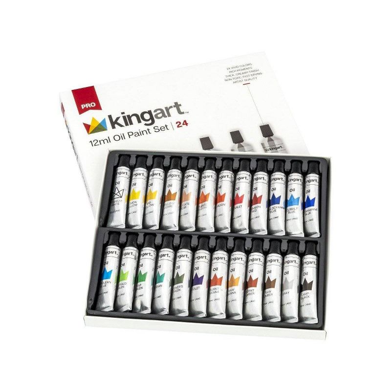 Kingart 25ct Oil Paint w/Plastic Storage Pallet Bundle