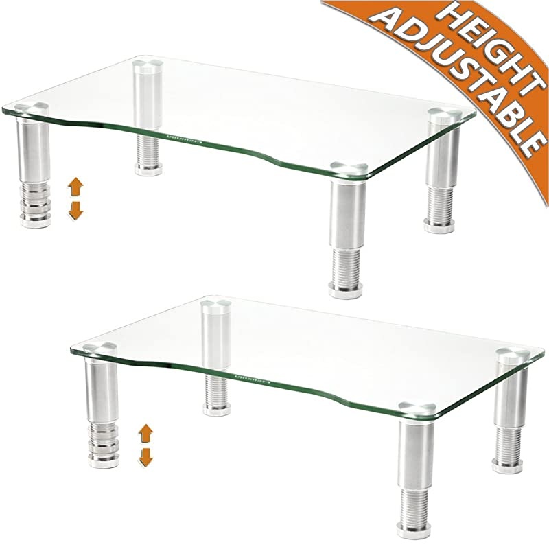 Pack Computer Monitor Riser with Height Adjustable Multi Media Desktop Stand for Flat Screen LCD LED TV LaptopNotebookXbox One