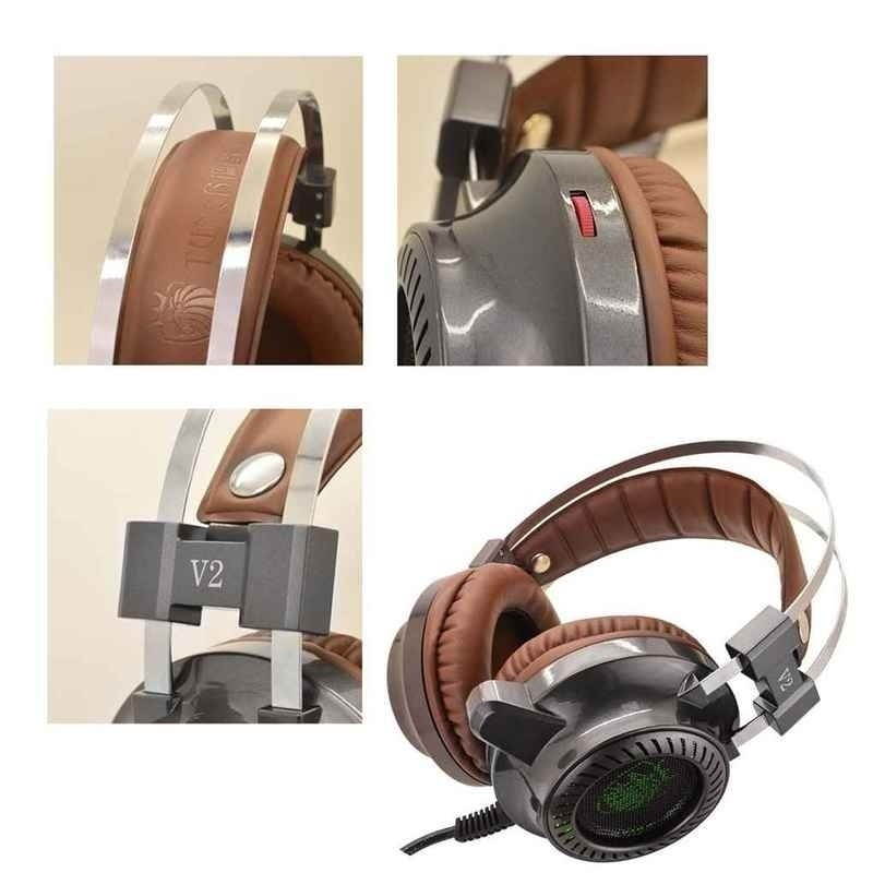 Stereo Earphone Over-ear Surround Earbud LED Light Hi-Fi Headphone with Microphone Computer Game Headset