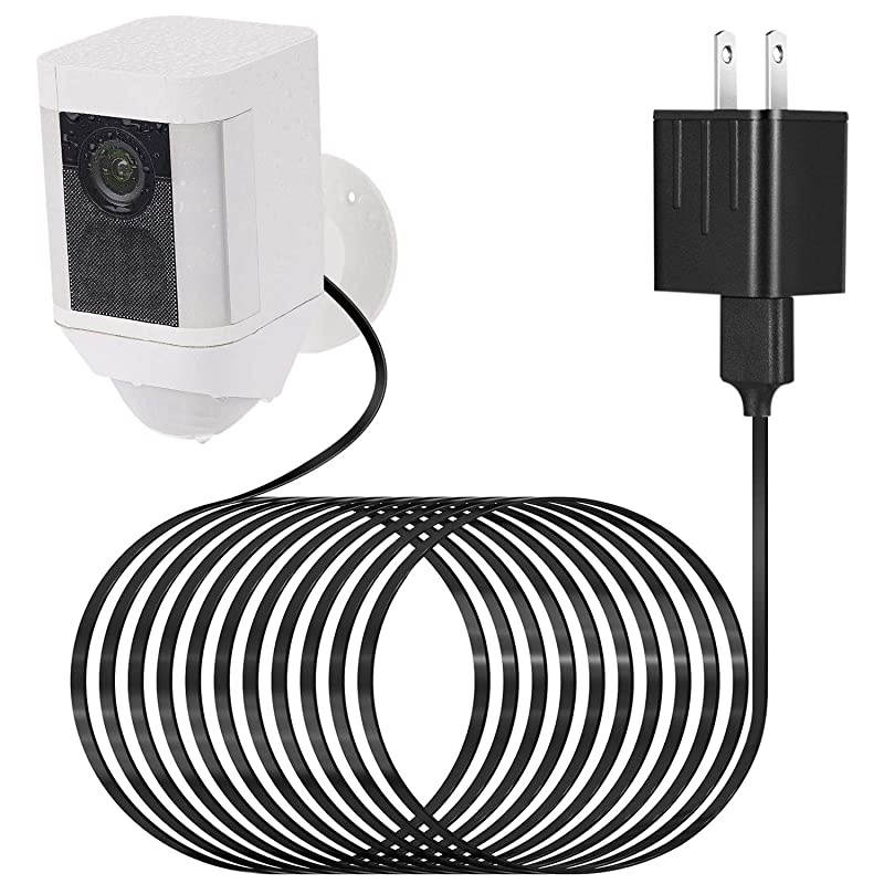 Adapter Compatible Ring Spotlight Cam Battery with 25Ft75m Weatherproof Outdoor Cable to Continuously Charge Your Home Security Camera No Need to Change The Batteries Black