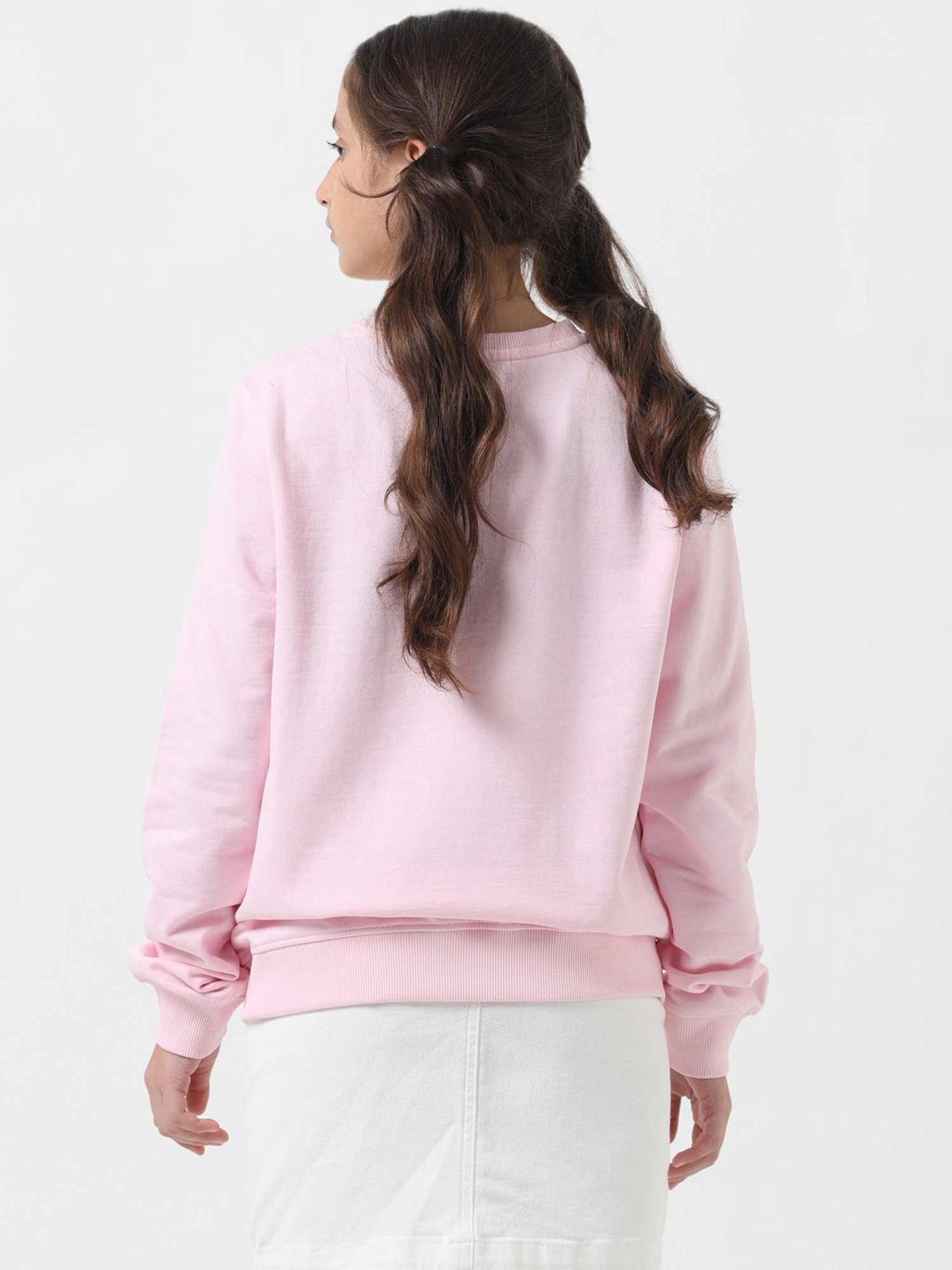VERO MODA GIRL Pink Printed Full Sleeves Sweatshirt