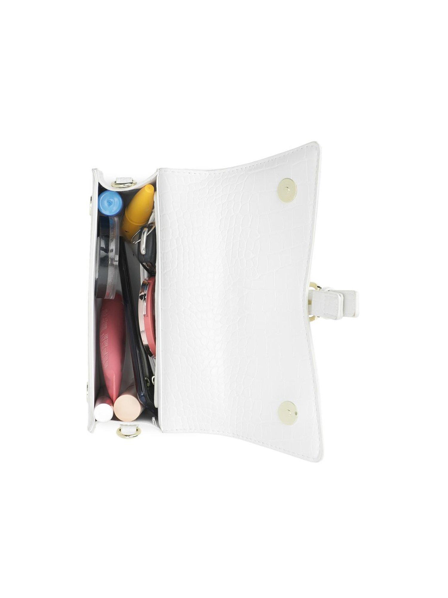 Tyra Isla White Textured Faux Leather Satchel Handbag