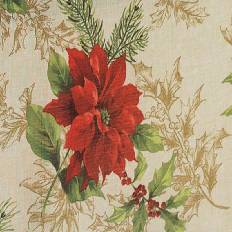 Festive Poinsettia Holiday Fabric Napkins - Set of 4 - 17" x 17" - Multi - Elrene Home Fashions