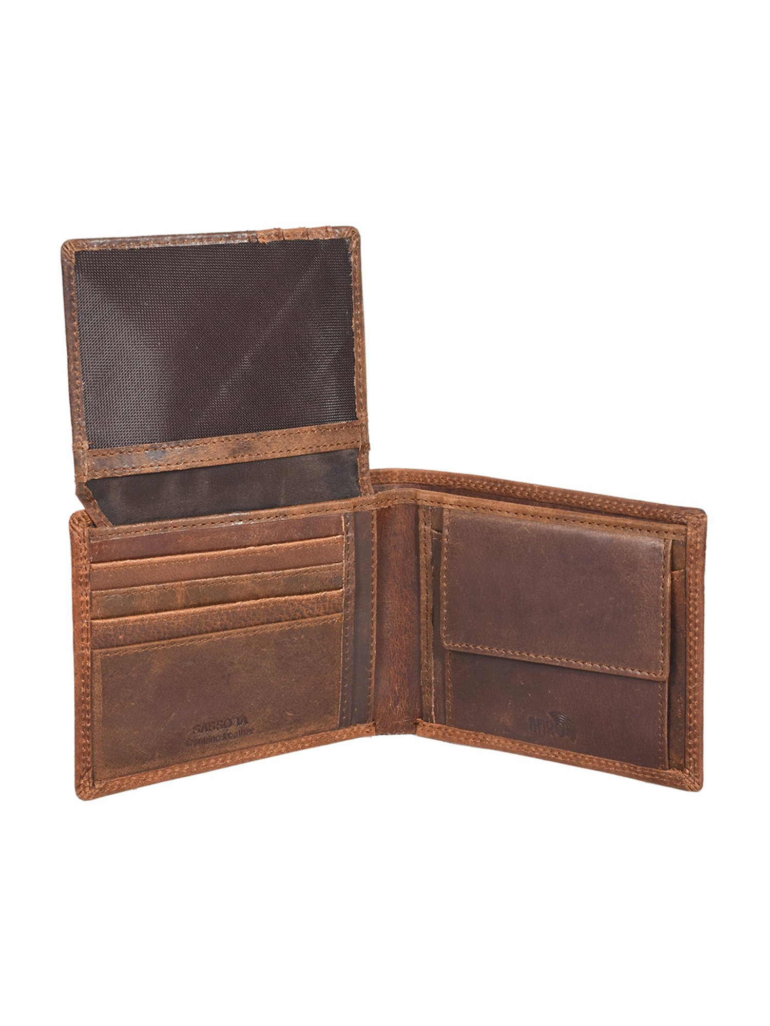 SASSORA Brown ARLO Textured Small Leather Bi-Fold Wallet