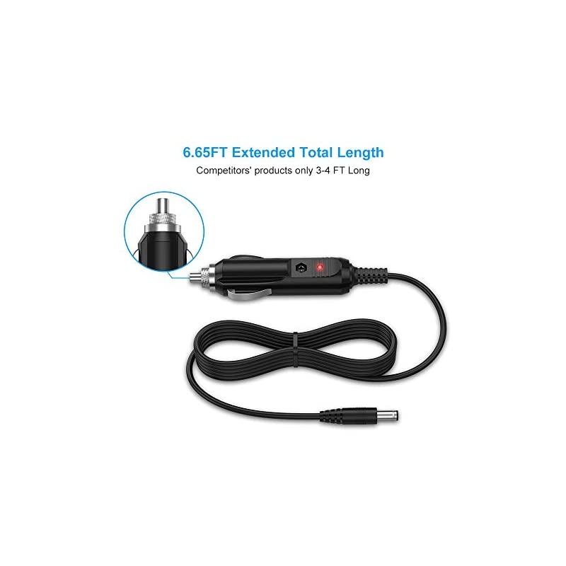 DC 12V 2A Car Charger Universal Power Cord with 8 Connector Tips for DVD Player GPS Bluetooth Speakers Breast Pump Piano Keyboard External Hard Drive