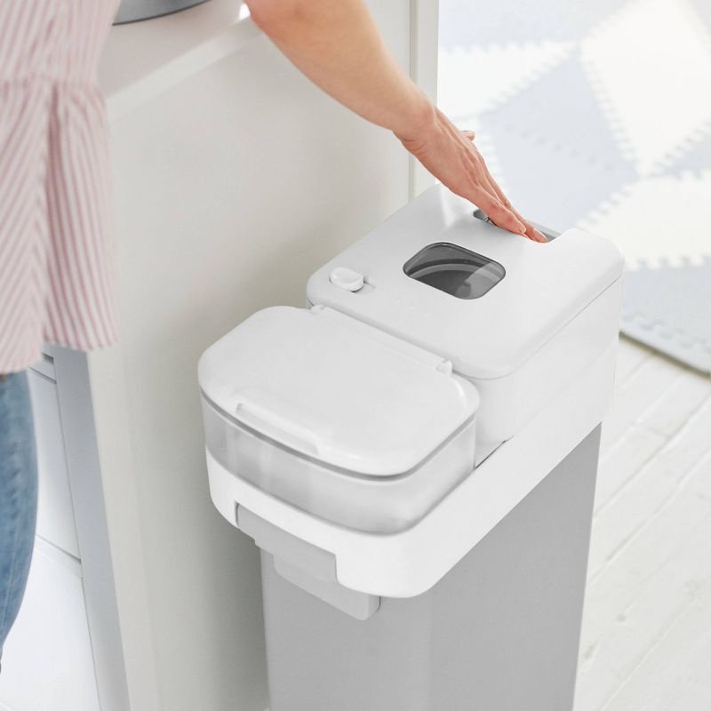 Skip Hop Nursery Style Steel Diaper Pail - Gray/White