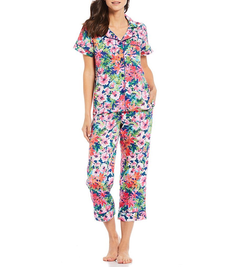 BedHead Pajamas Garden Blooms Printed Sateen Cropped Coordinating Pajama Set