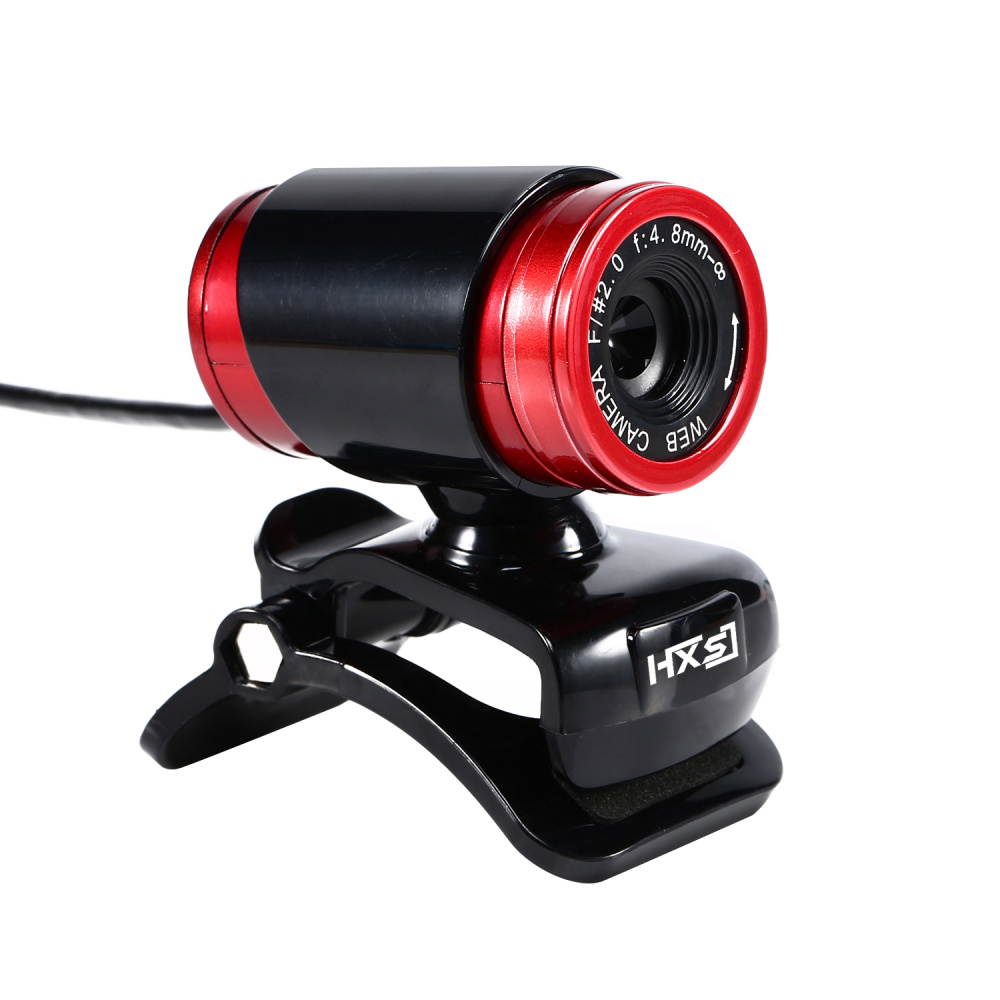 HXSJ A860 640X480 Video Record HD Webcam Web Camera With MIC Clip-on For Android TV Rotatable Computer Camera Web cam- (Black+Red)