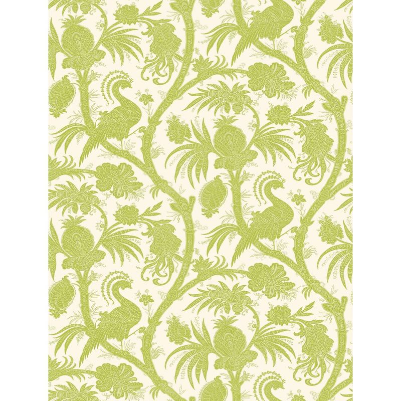Brewster Pear Balinese Peacock Scalamandre Self Adhesive Wallpaper