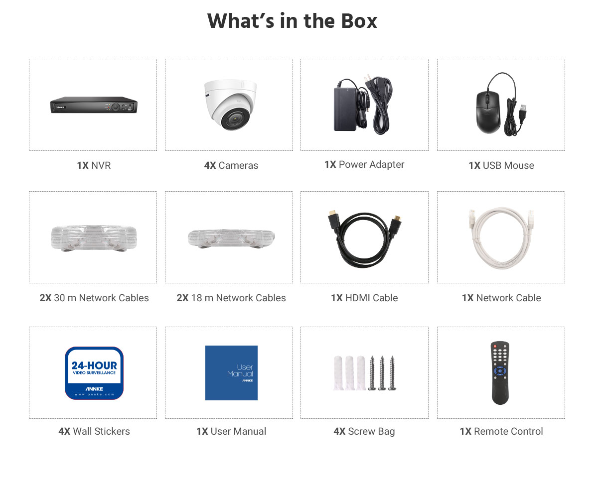 ANNKE H800 8MP 4K Ultra HD PoE ONVIF 8CH NVR Turret Security Camera System with H.265+ Coding 4K Wired HD Outdoor Indoor IP67 Weatherproof Cameras -NO HDD