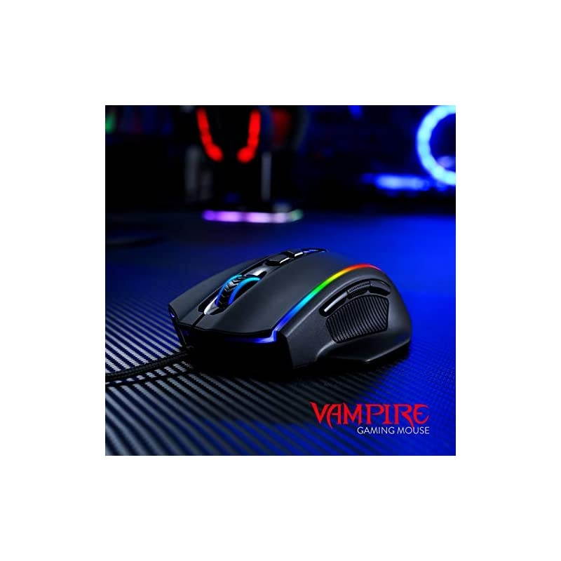 M720 Vampire RGB Gaming Mouse, 10,000 DPI Adjustable Wired Optical Gaming Mouse, Comfortable Grip Ergonomic with 8 Programmable Buttons
