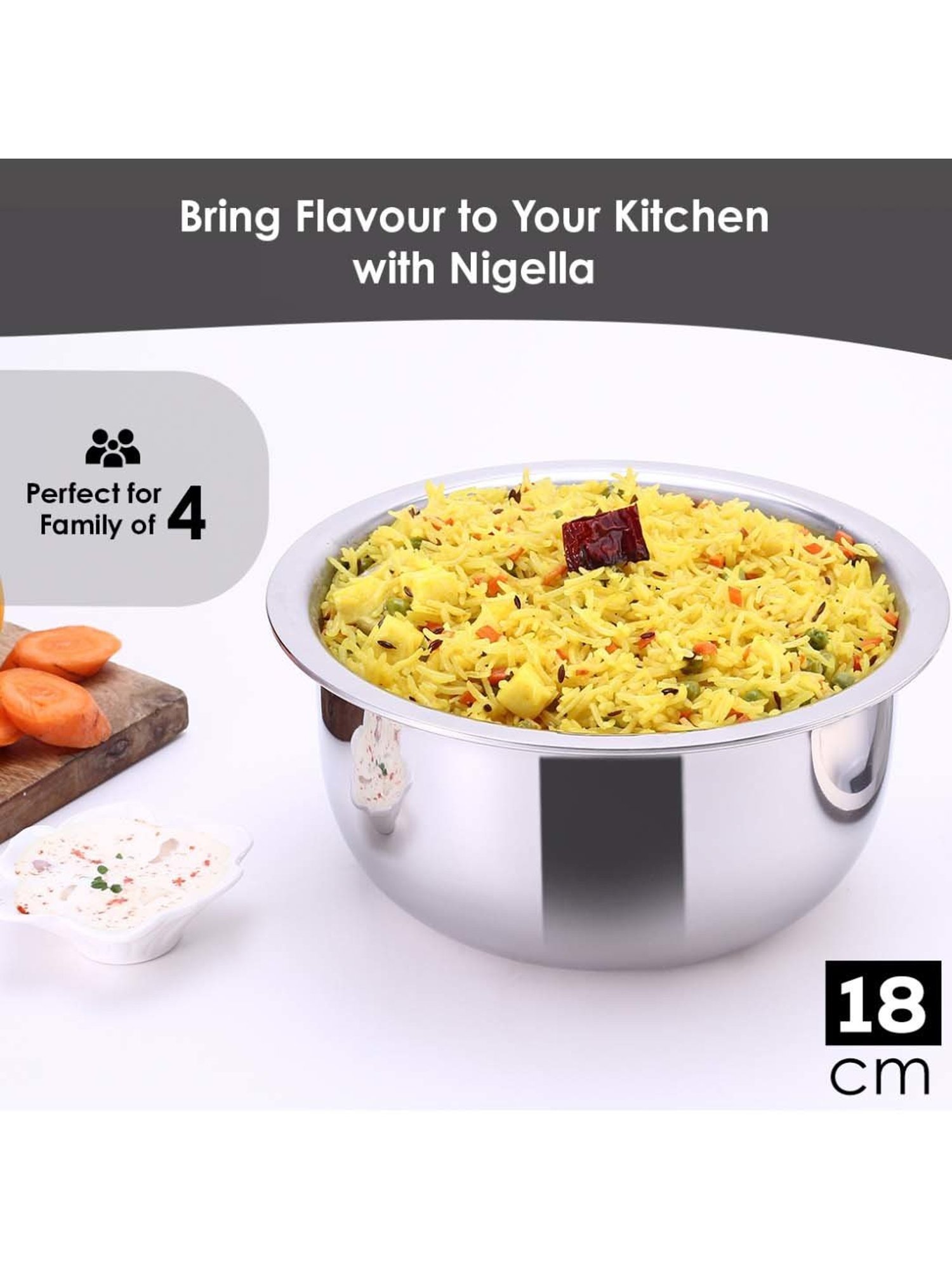 Wonderchef Nigella Tri-Ply Stainless Steel 18cm Cooking Pot