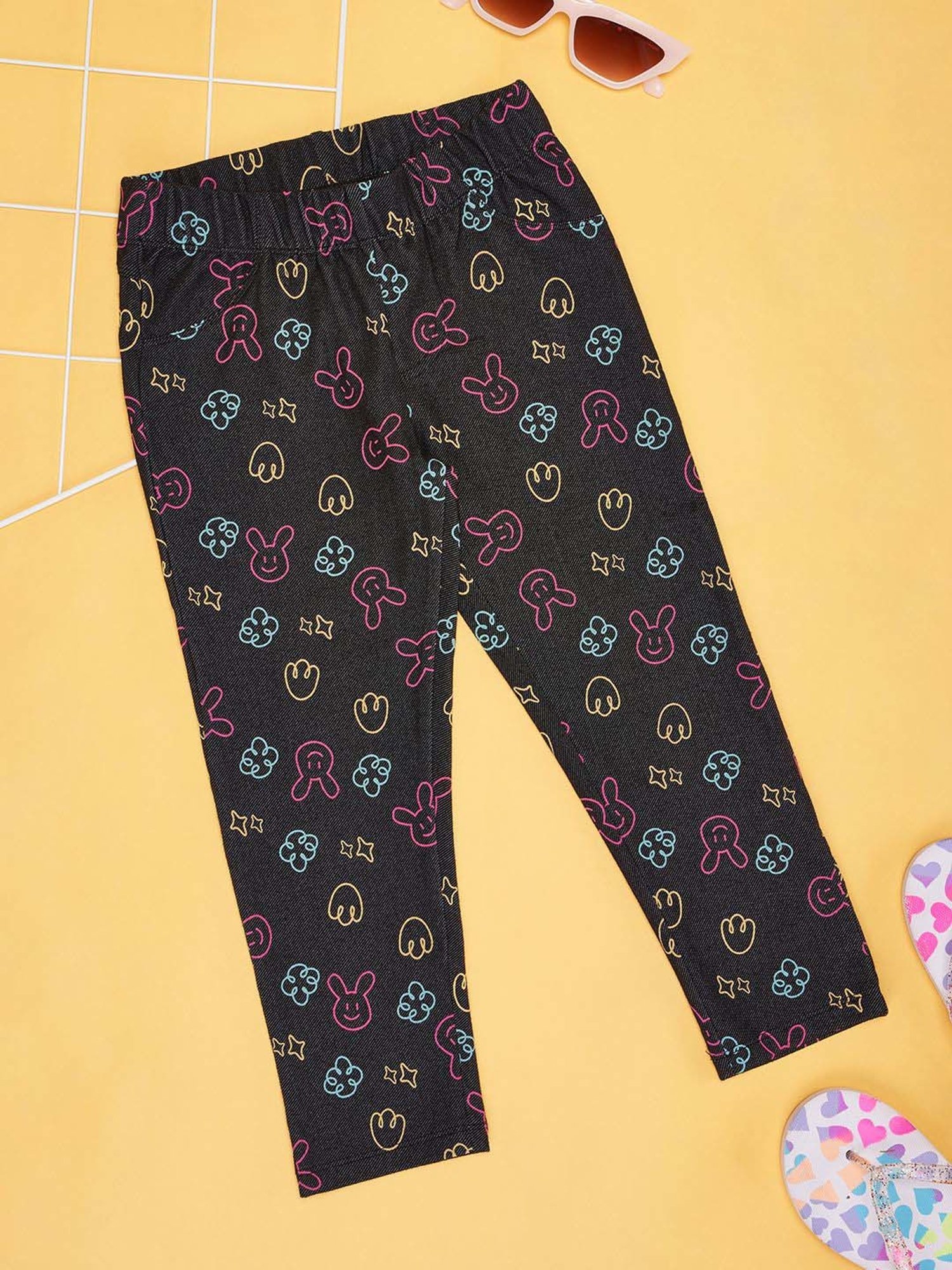 Pantaloons Junior Pink Cotton Embellished Leggings
