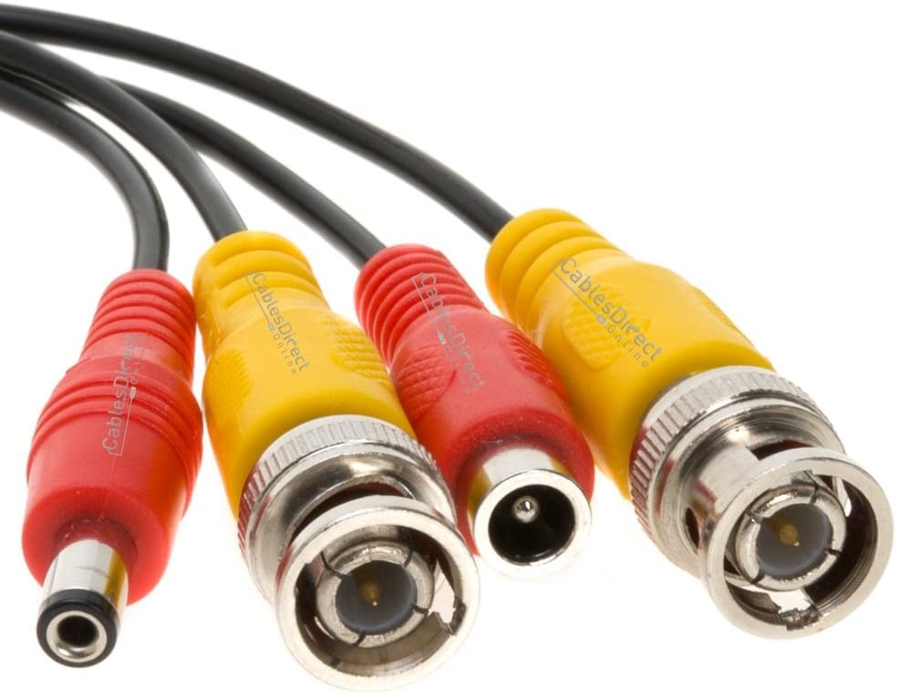 10FT Black Premade BNC Video Power Cable/Wire for Security Camera, CCTV, DVR, Surveillance System, Plug & Play (Black, 10)