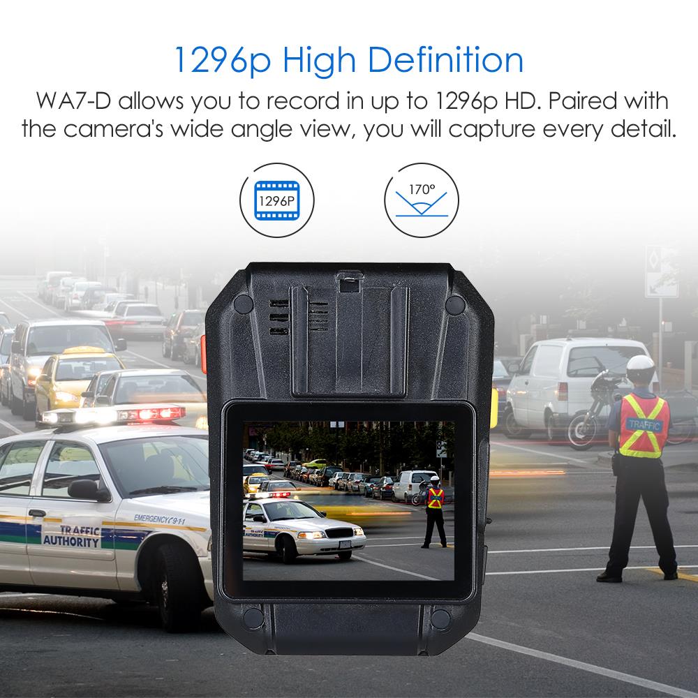 BOBLOV WA7-D Ultra HD 1296P 64GB 2.0" Night Vision Body Worn Camera Recorder Remote Control 170&deg;FOV 4000mAh Guard Video Security Camcorder