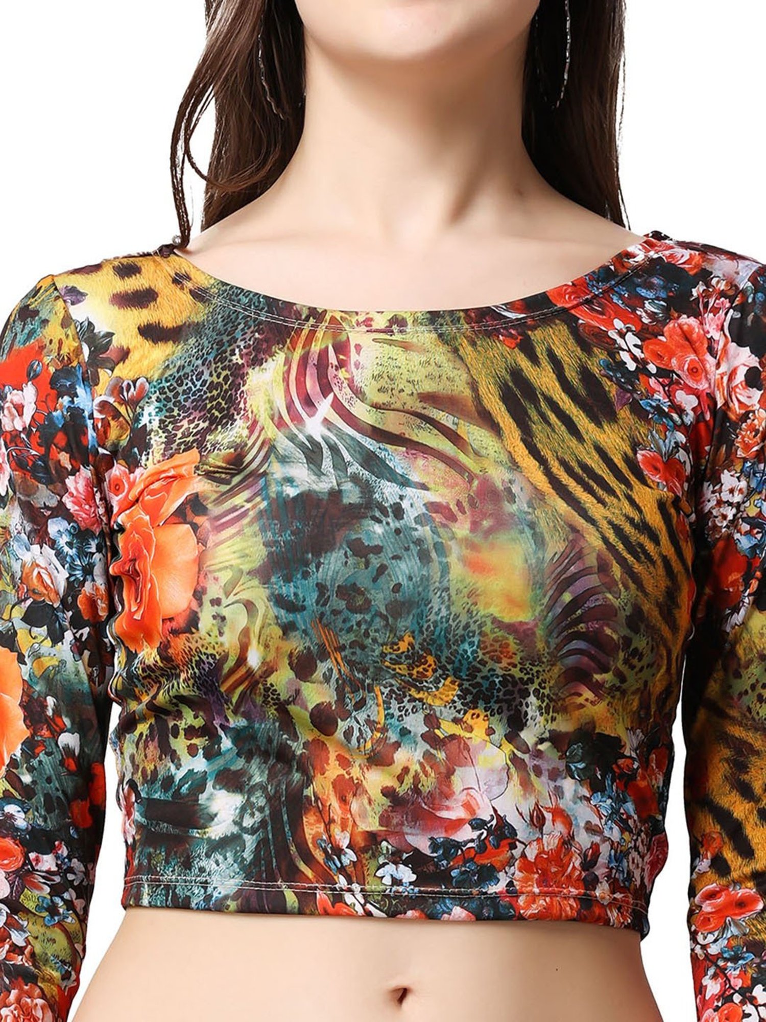 Cation Multicolor Printed Crop Top