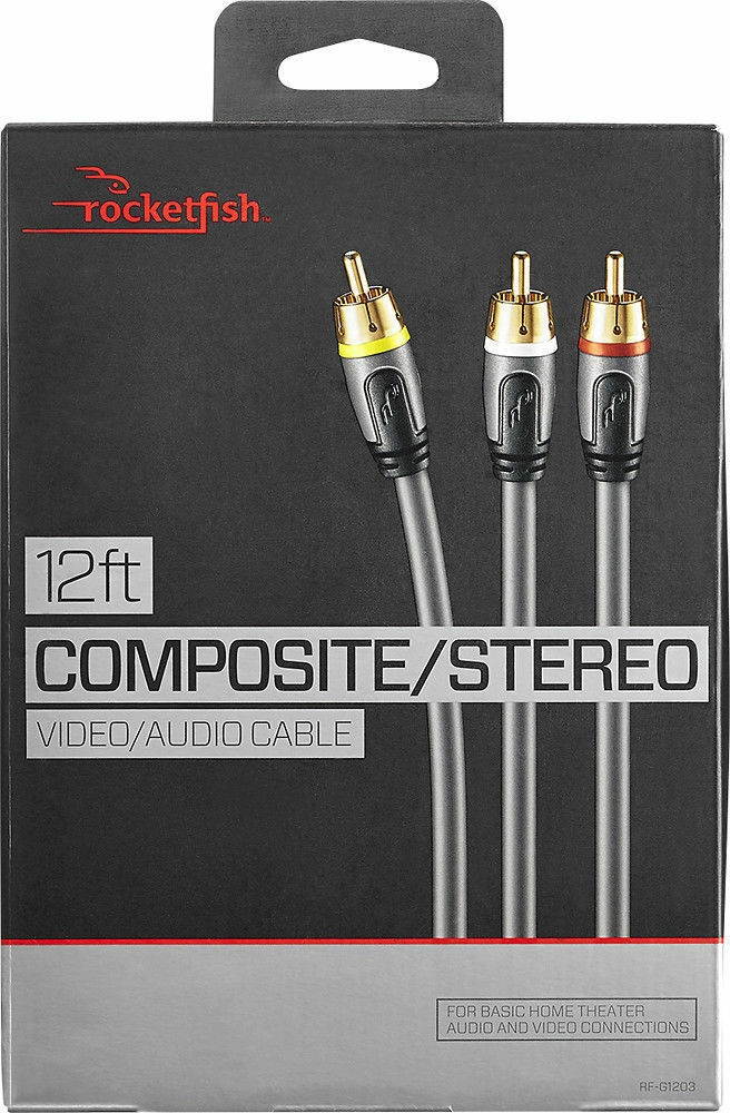 Rocketfish- 12' Composite A/V Cable - Gray NEW