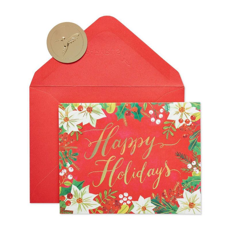 20ct Papyrus Happy Holidays Glitter Boxed Holiday Greeting Cards