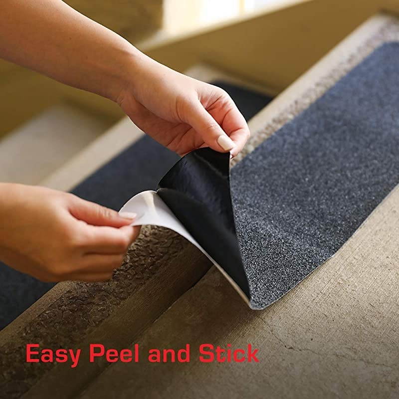 Treads Non-Slip 6&rdquo; x 30&rdquo; Outdoor/Indoor (10 Pack) &ndash; Black Heavy Duty Anti Slip Pre- Cut Self Adhesive Tape Strips, No Tools Installation