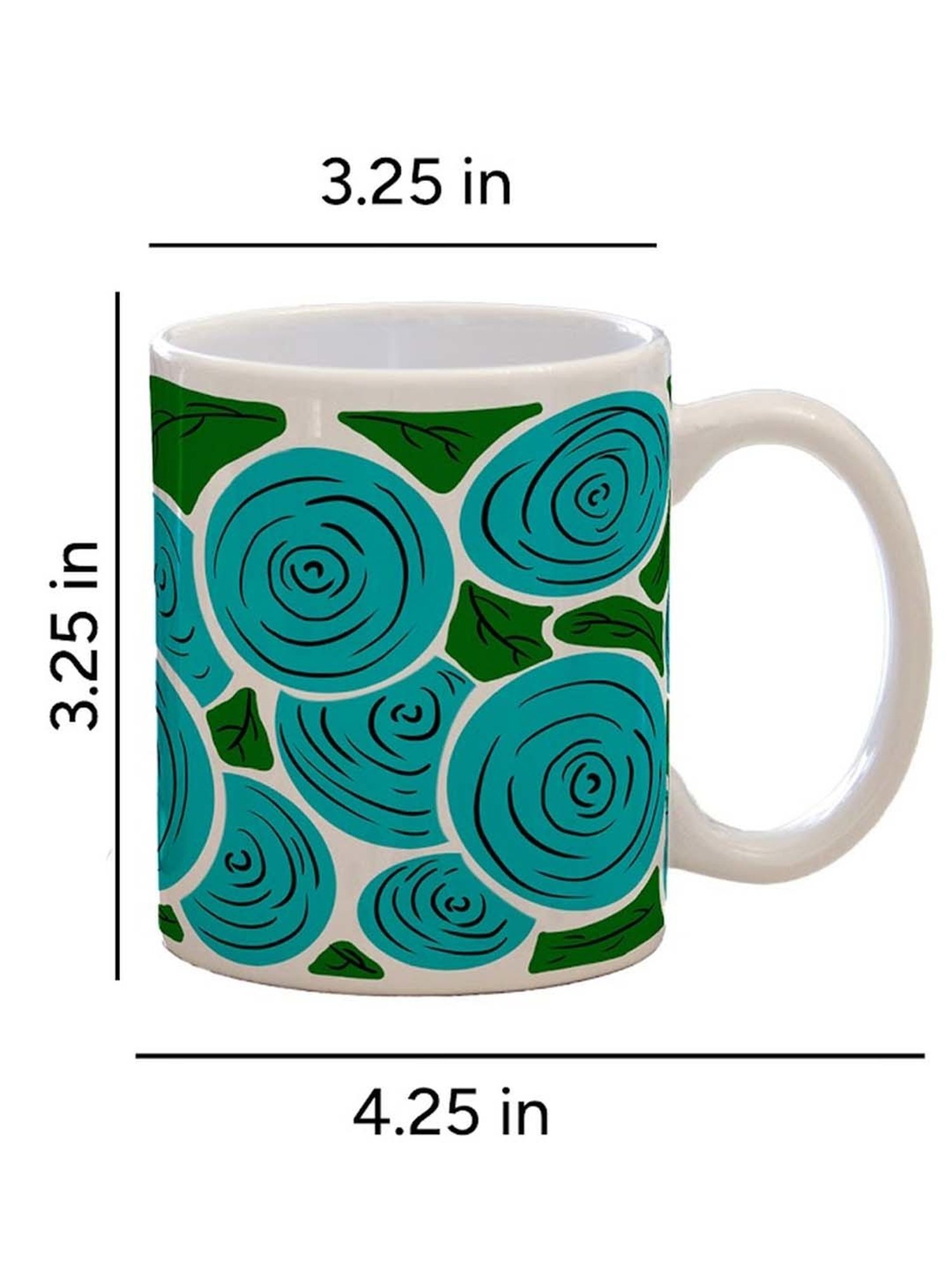 Nestroots White & Turquoise Stoneware Pinwheel Coffee Mug (0.325 L)
