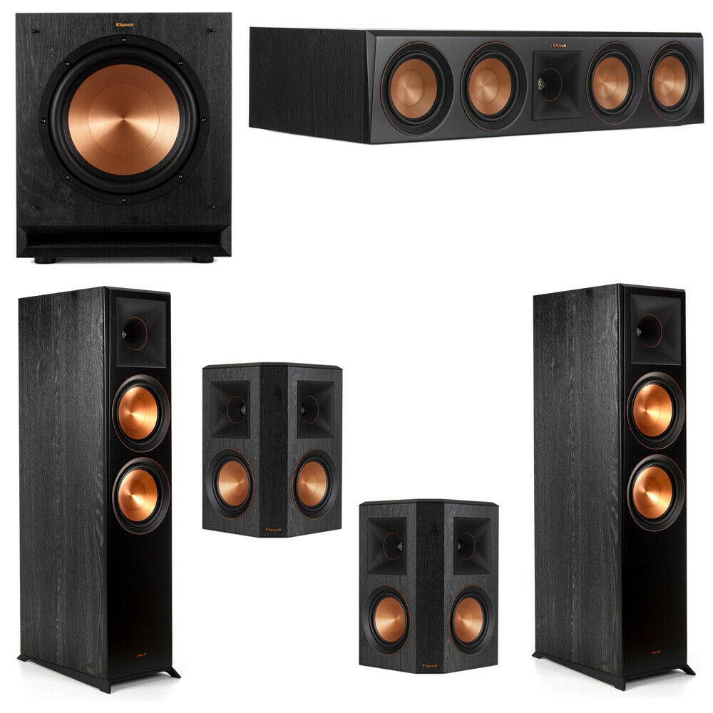 Klipsch 5.1 Ebony System with 2 RP8000F, 1 RP504C, 2 RP502S, 1 SPL-100 Sub