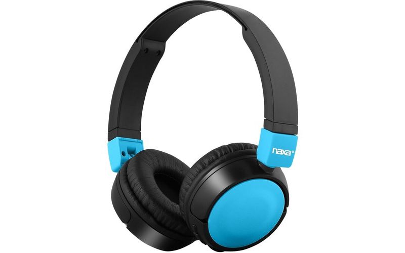 Naxa BACKSPIN Bluetooth Headphones - Stereo - Blue, Black - Mini-phone - Wired/Wireless - Bluetooth - 33 ft - 32 Ohm - 20 Hz 20 kHz - Over-the-head