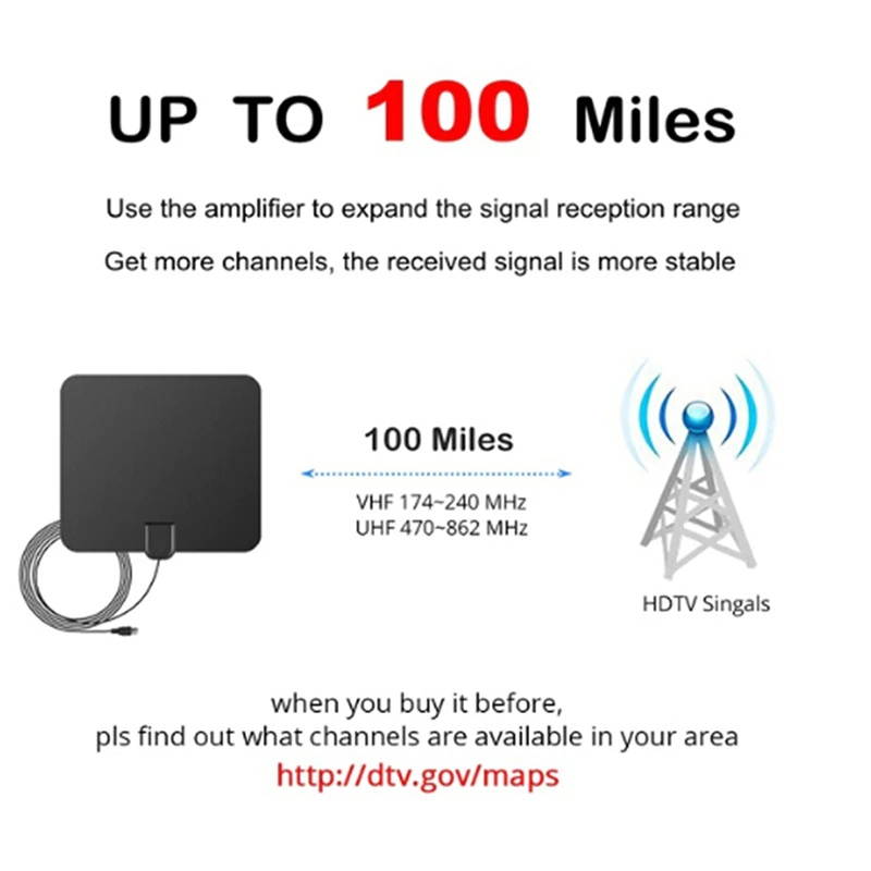 Indoor Digital TV Antenna with Signal Amplifier Booster TV Radius Antena TV Surf Antennas  TV view TDT Cable TV Fox Antenna