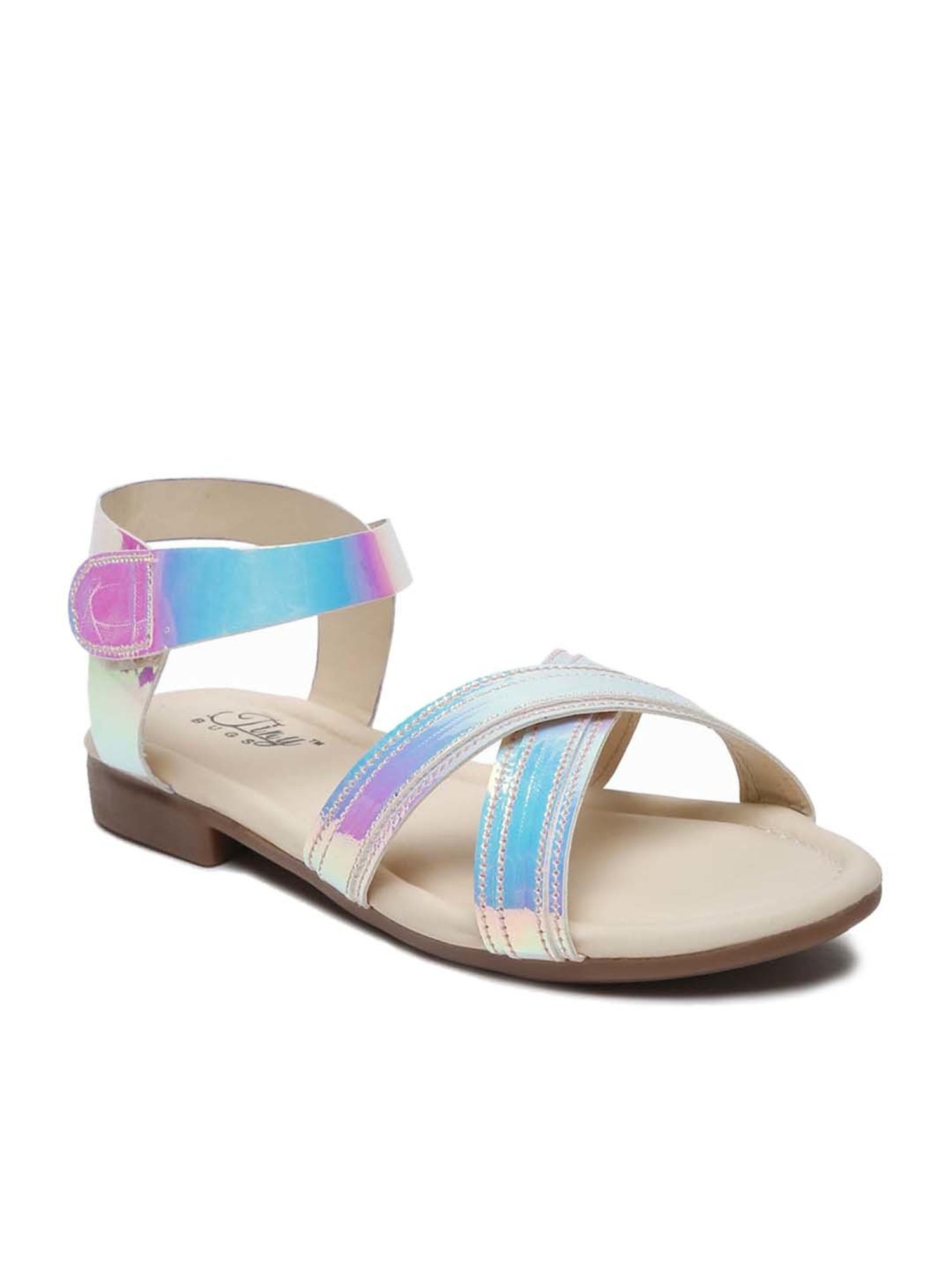 Tiny Bugs Kids Blue & Beige Cross Strap Sandals