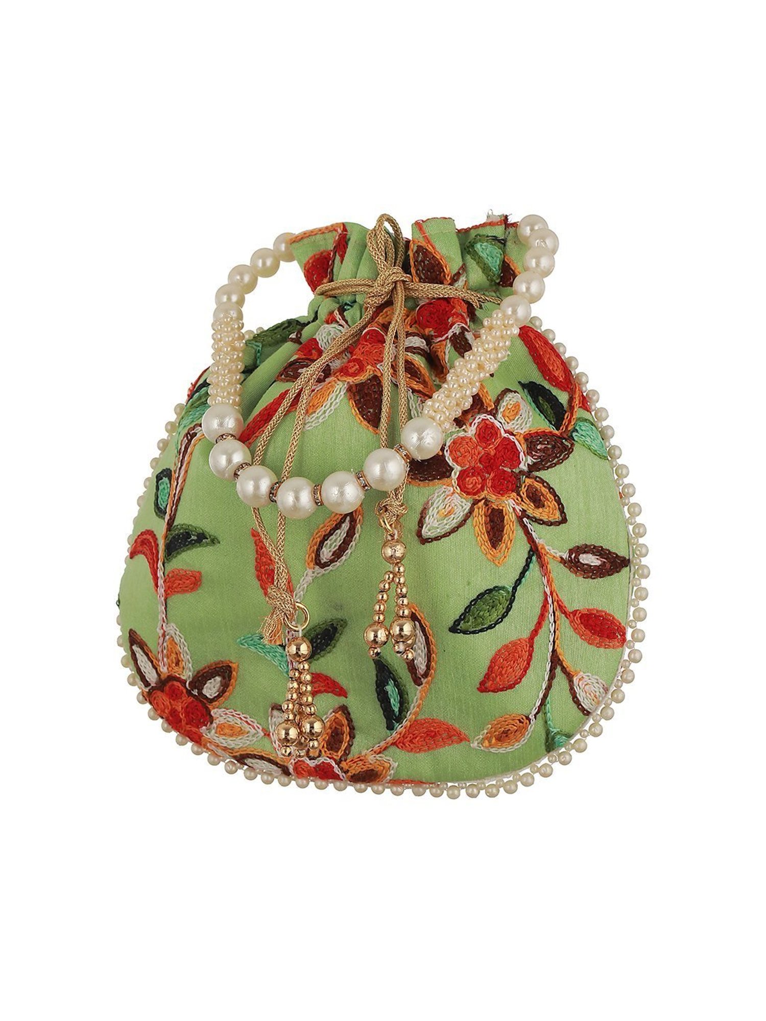 Aatmana Green Embroidered Small Potli