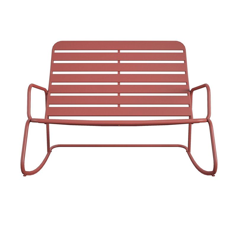 Roberta Outdoor/Indoor Rocker Loveseat - Persimmon Red - Novogratz