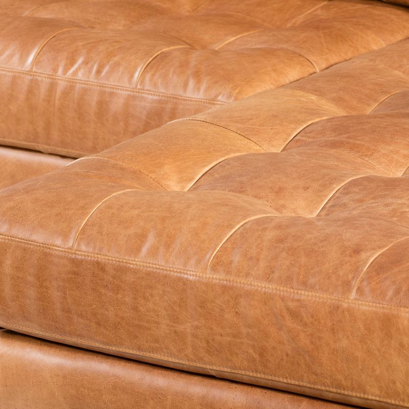 Florence Mid Century Modern Right Sectional Sofa Cognac Tan - Poly & Bark