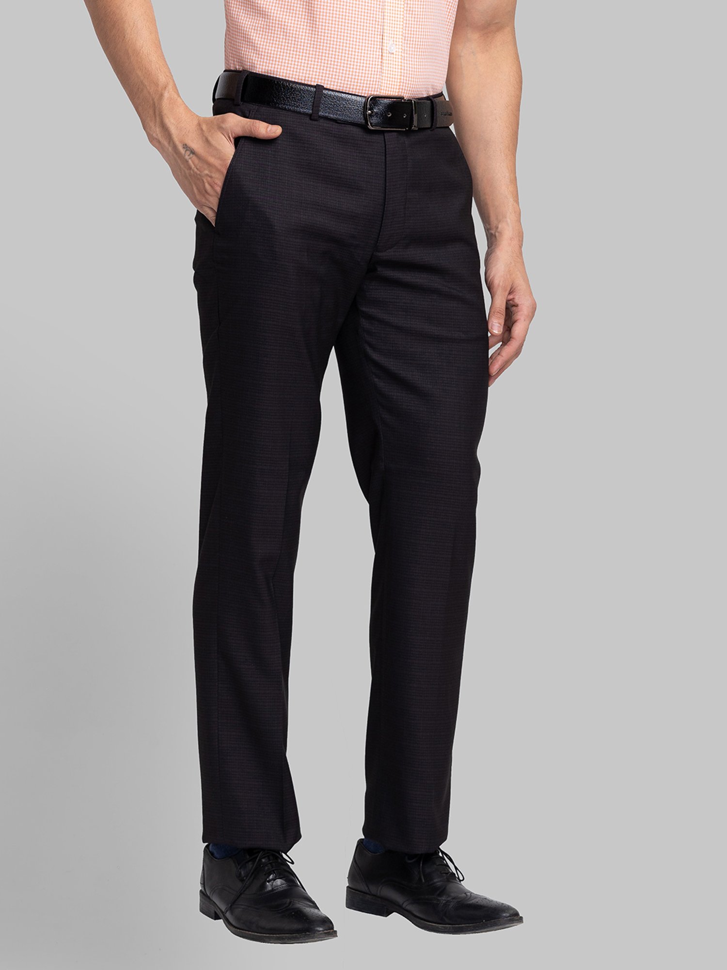 Park Avenue Purple Regular Fit Checks Trousers