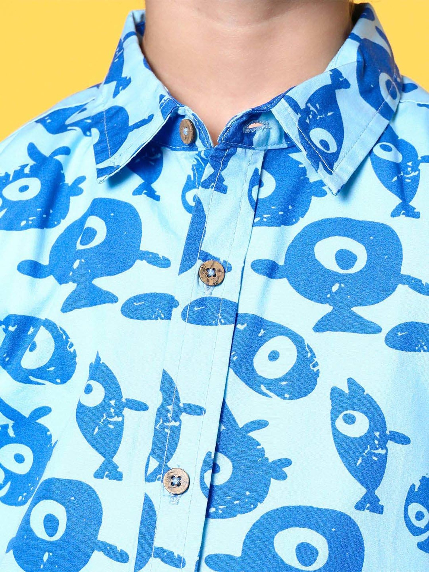 Nauti Nati Kids Blue Cotton Printed Shirt