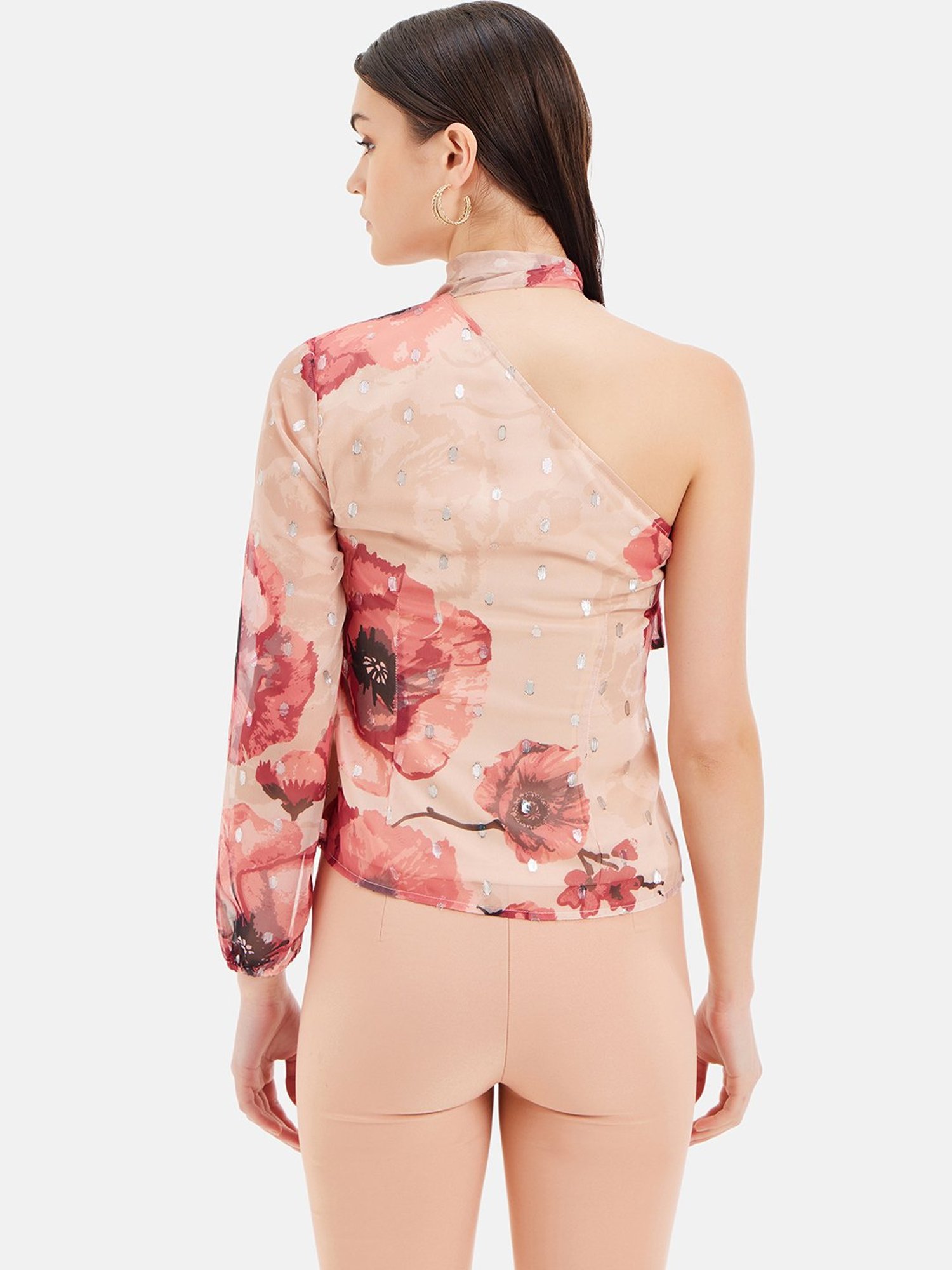Kazo Red & Peach Floral Print Top
