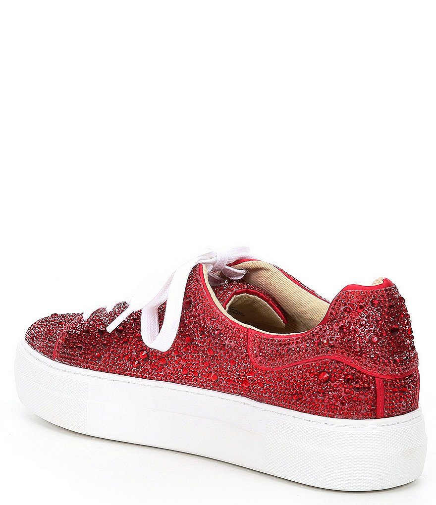 Blue by Betsey Johnson Sidny Rhinestone Embellished Platform Lace-Up Sneakers