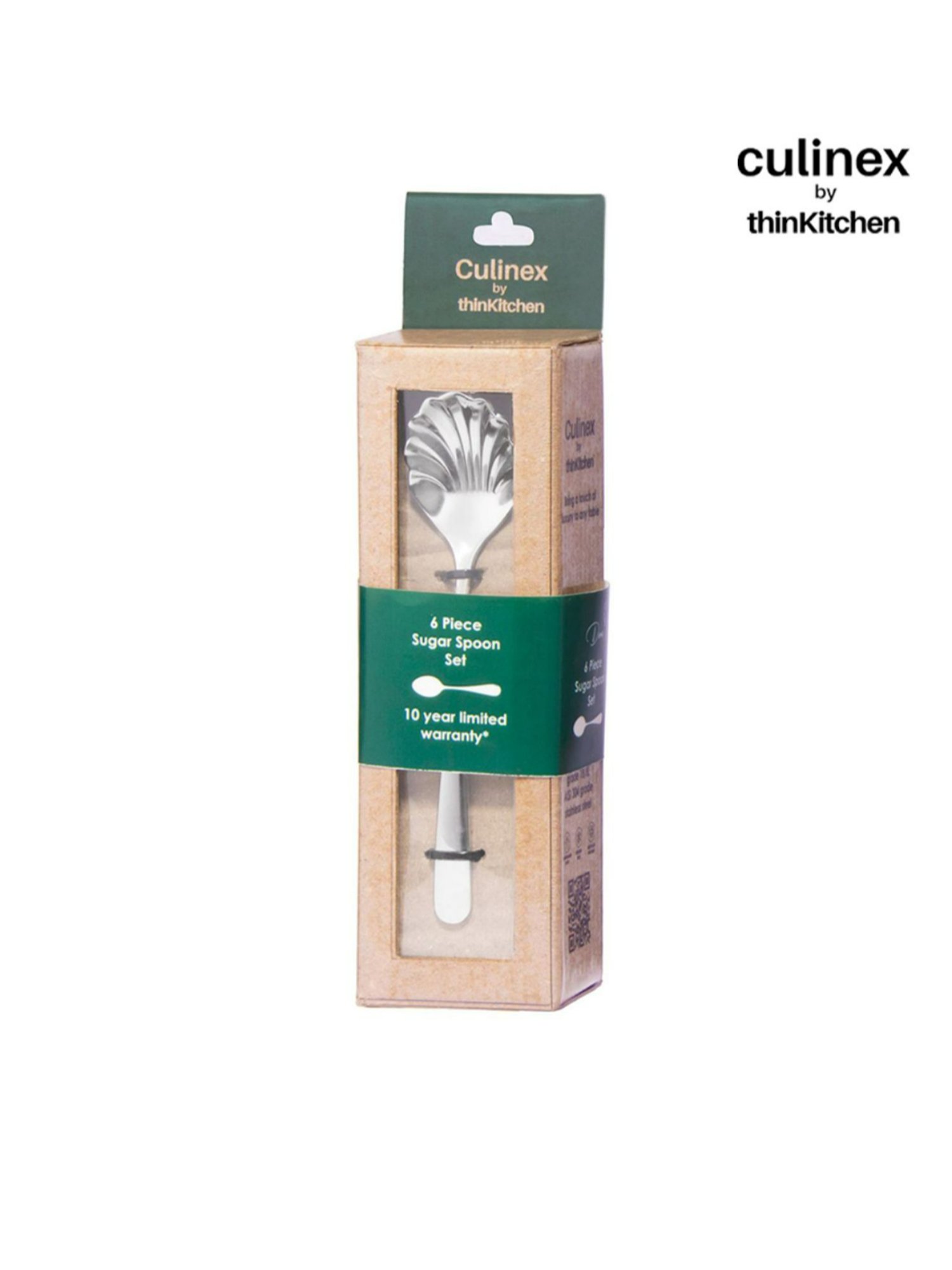 Culinex by thinKitchen Dora Silver Stainless Steel Mirror Finish Sugar Spoon (Set of 6)