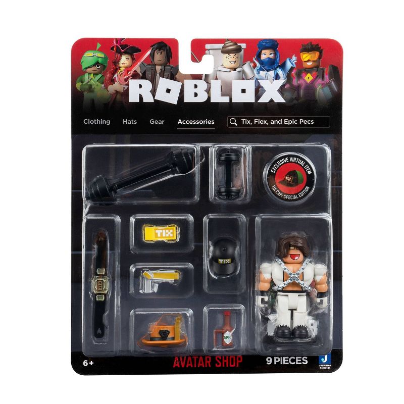 Roblox Avatar Shop Series Collection - Tix, Flex, and Epic Pecs Figure Pack (Includes Exclusive Virtual Item)