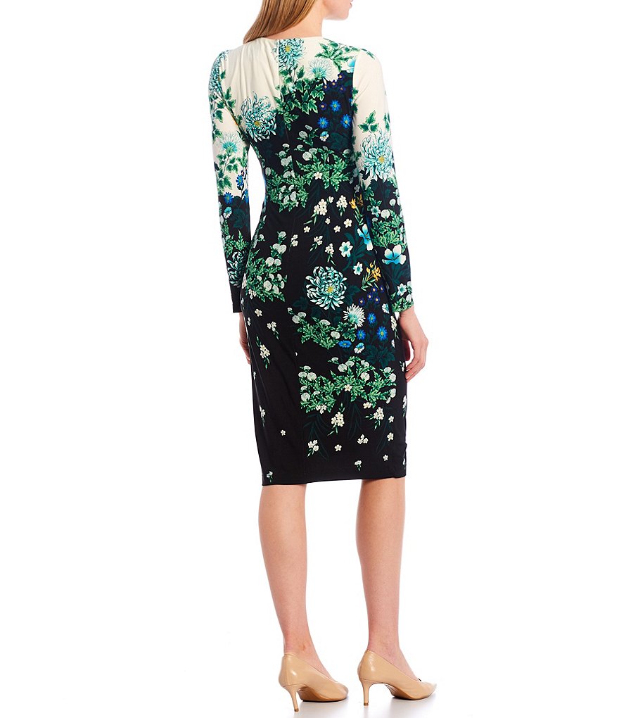 Maggy London Floral Print Matte Jersey Sheath Dress