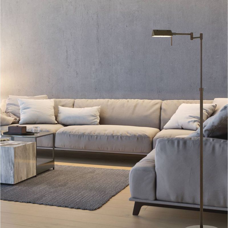 45" x 61" Adjustable Metal Clemson Pharmacy Swing Arm Floor Lamp (Includes LED Light Bulb) Rust - Cal Lighting