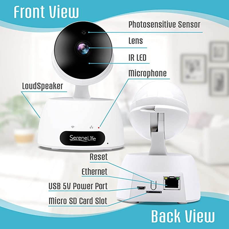 Indoor Wireless IP Camera-HD 720p Network Security Surveillance Home Monitoring w/ Motion Detection, Night Vision,PTZ,2 Way Audio, iPhone Android Mobile App-PC WiFi Access- IPCAMHD30,White