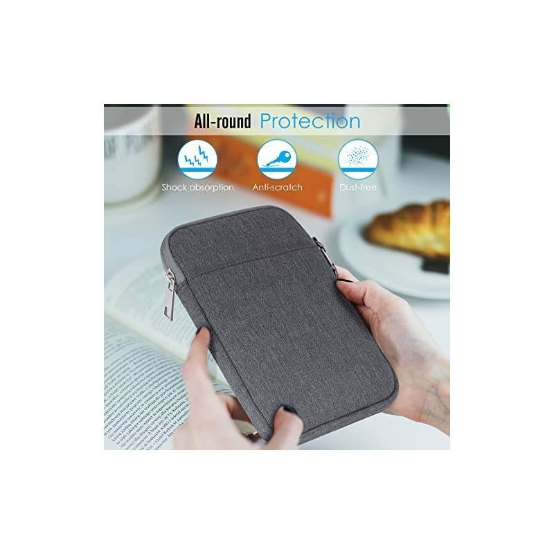 6 Inch Kindle Sleeve Case Fits for All-New Kindle 10th Generation 2019/Kindle Paperwhite 2018, Nylon Cover Pouch Bag for Kindle Voyage/Kindle (8th Gen, 2016)/Kindle Oasis 6" E-Reader, Dark Gray