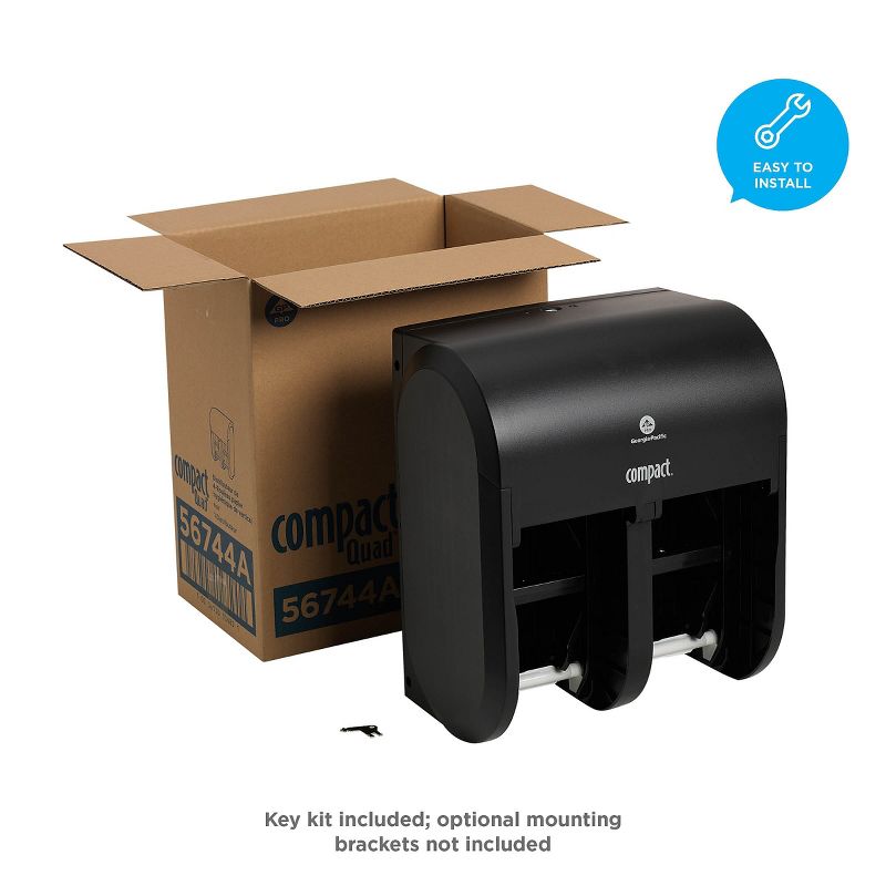 Georgia-Pacific Compact 4-Roll Quad Coreless Toilet Paper Dispenser by GP PRO Black 2726343