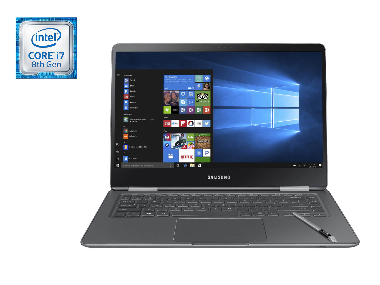 Samsung Notebook 9 Pro 2 in 1 Laptop Computer 15" FHD Touchscreen Display 8th Gen Intel Quad-Core i7-8550U 16GB DDR4 512GB SSD 2GB AMD RADEON 540 Backlit KB USB-C Pen Win 10
