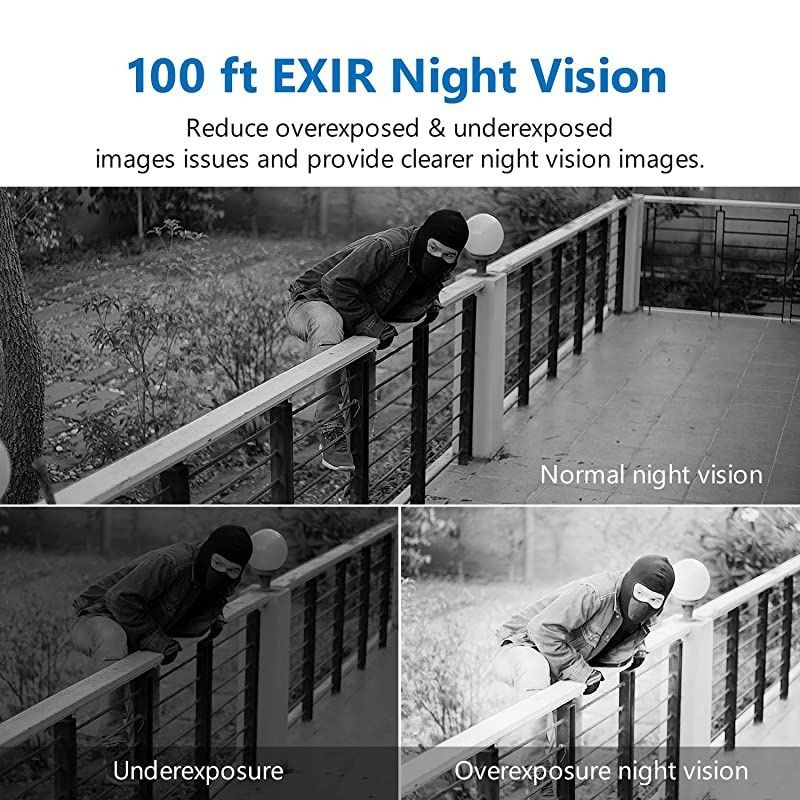 8CH Security Surveillance System H264 1080N Wired DVR and 8&times;1080P Weatherproof CCTV Camera System for Indoor Outdoor 100ft Night VisionEasy Remote AccessSmart Playback NO Hard Drive