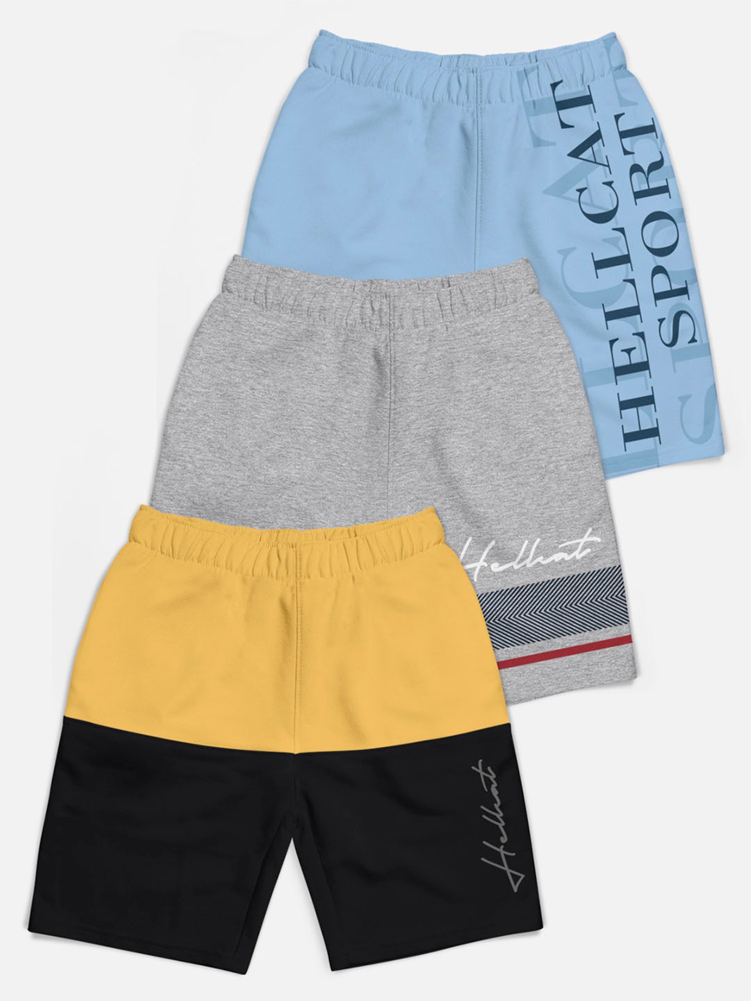 HELLCAT Kids Multi Printed Shorts (Pack Of 3)