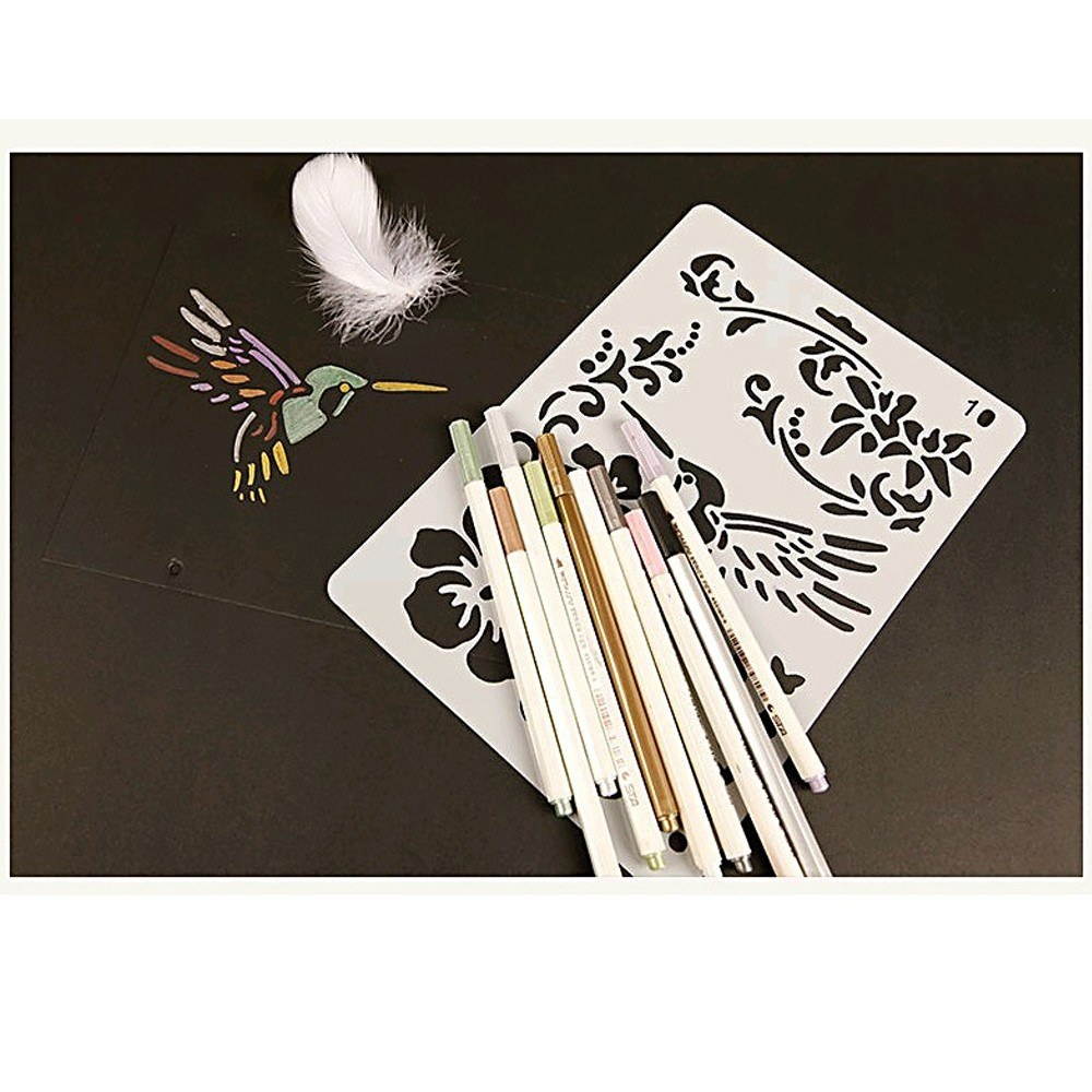 Multi-functional Drawing Stencils Hollow Out Design PP Plastic Templates Reusable for Children Students DIY