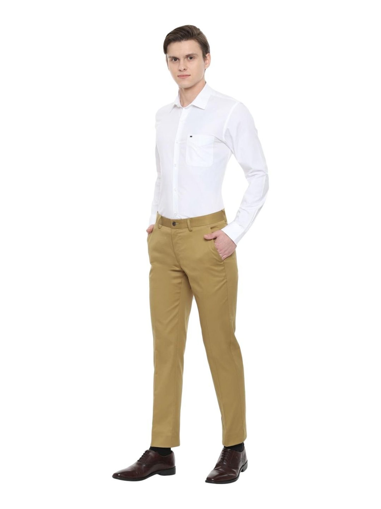 Louis Philippe Permapress Khaki Slim Fit  Trousers